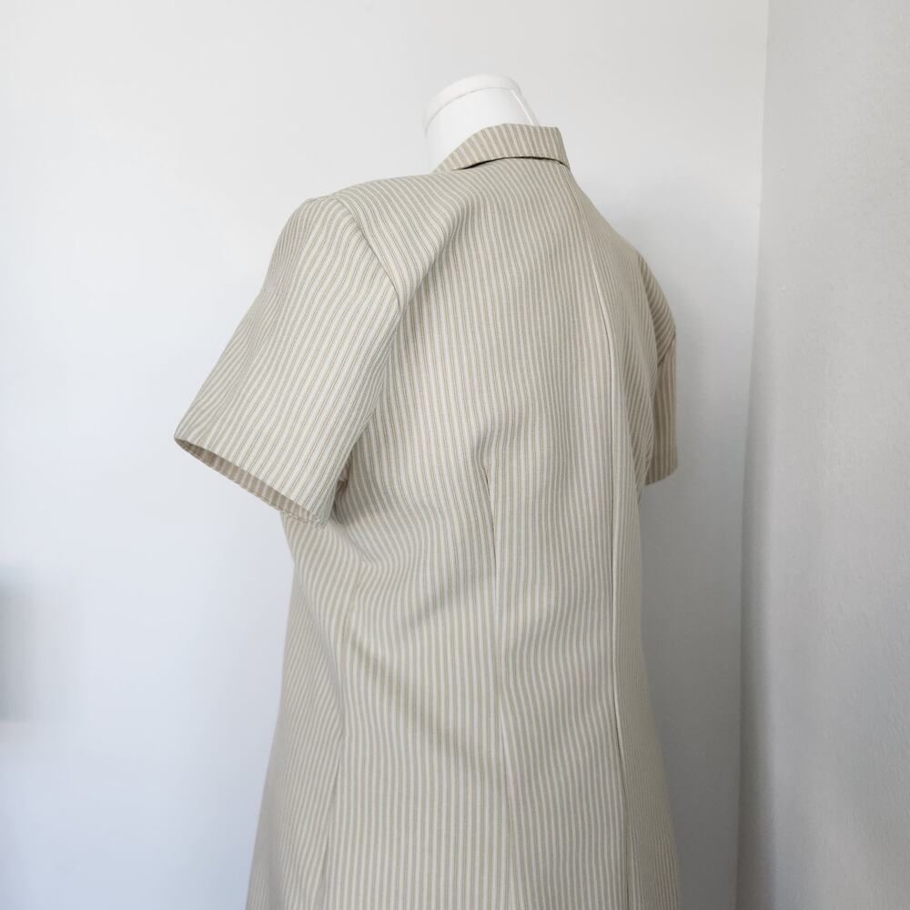 Vintage 90s Lisa Jo Cream Pinstripe Sheath Dress & Blazer Set Preppy Office L - Picture 5 of 16